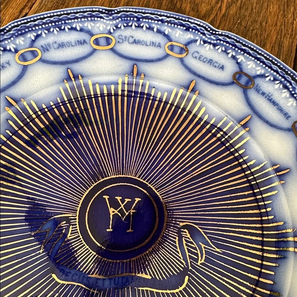 Antique Geo Washington Patriotic Trfrware Plate Made in England Alden R Vaughan